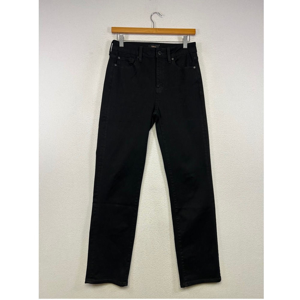 Minimalist Quince Womens 27 Black High Rise‎ Straight Leg Stretch Denim Jeans